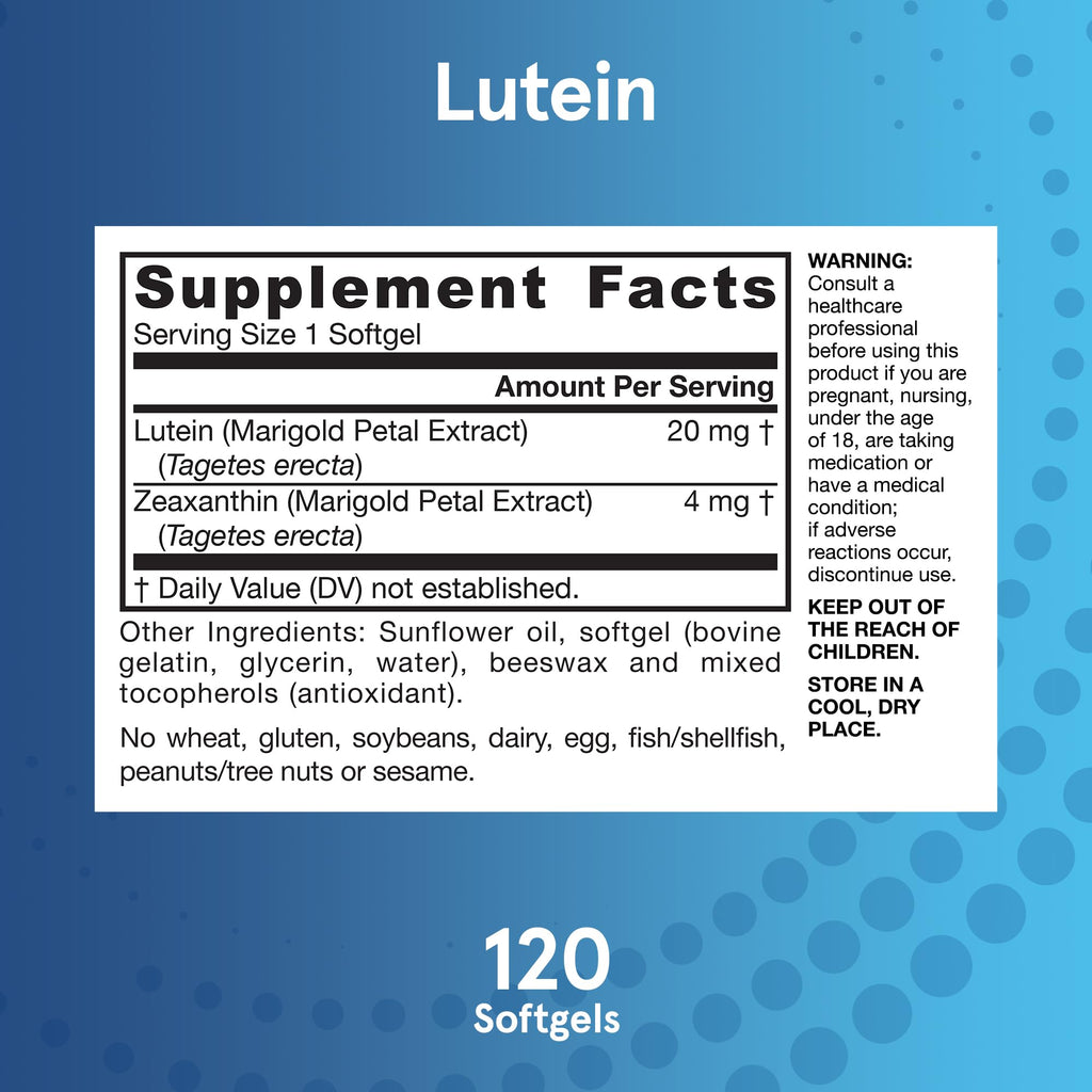 Lutein 20 mg with Zeaxanthin 120 Softgels H342