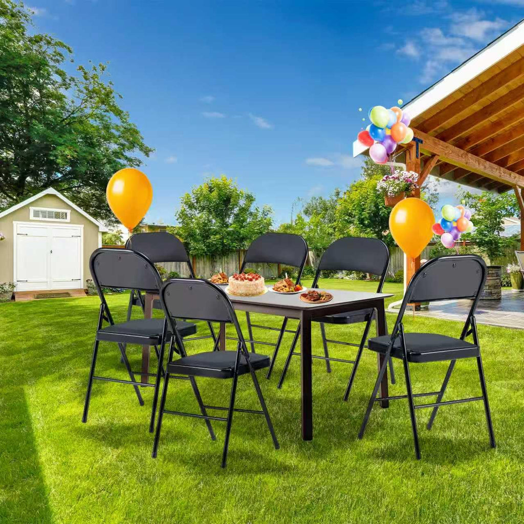 Black Folding Chairs 10-Pack Padded Heavy Duty Steel Frame C924517