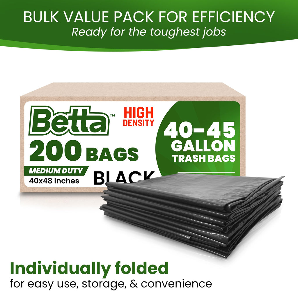 Black 40-45 Gallon Trash Bags, 200 Count I494