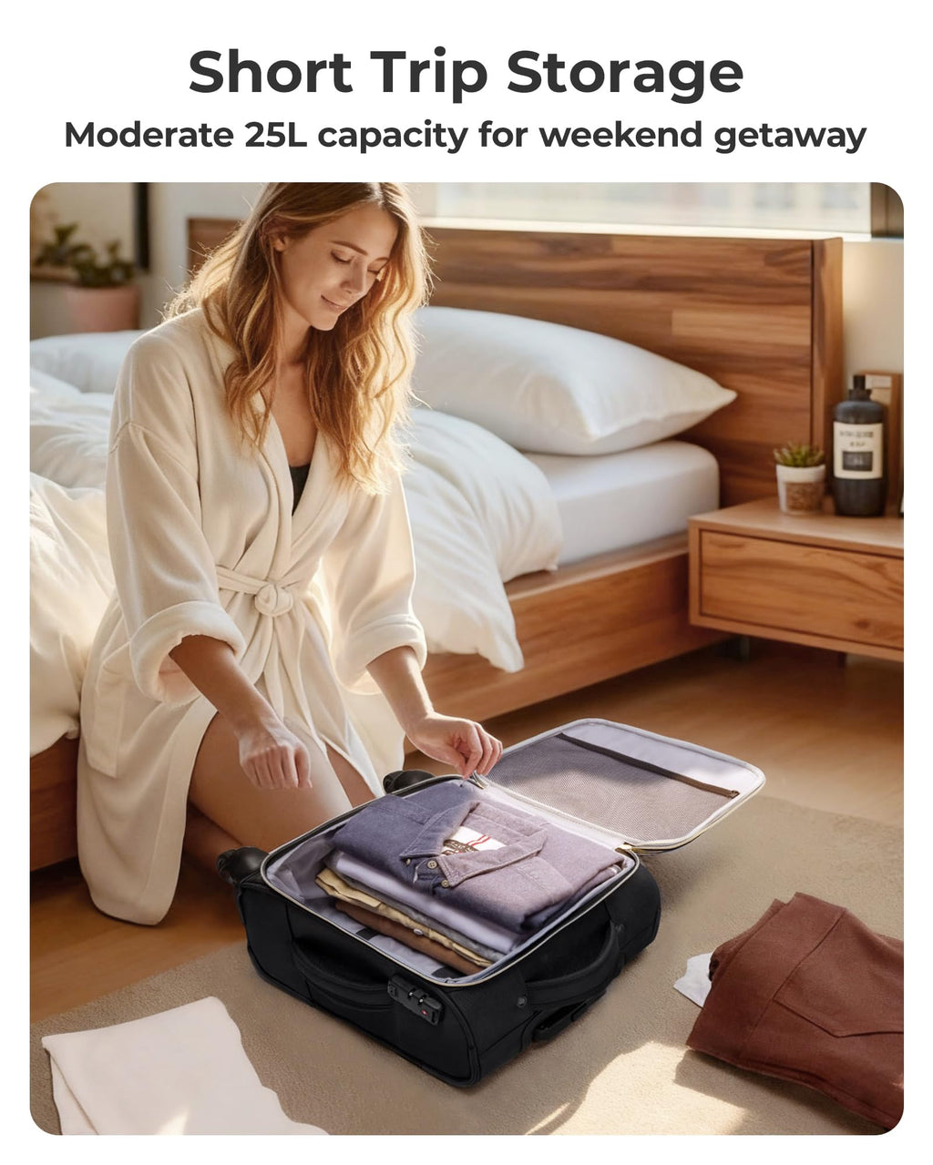 16-inch Softside Underseater Carry On Luggage with Spinner Wheels Black D6052