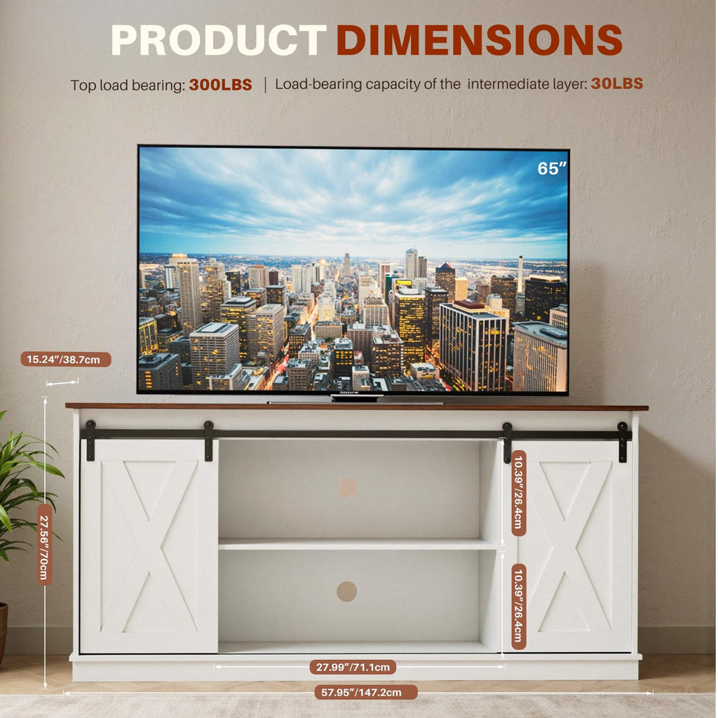 White 65 Inch Wood TV Stand B11585