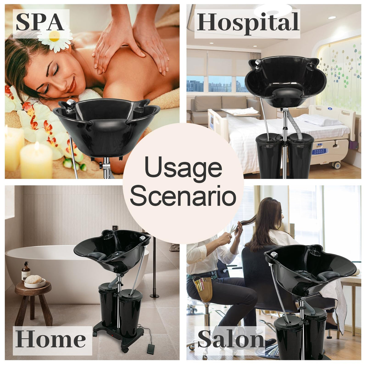 Portable Shampoo Bowl with Electric Pump and Water Tanks K94412
