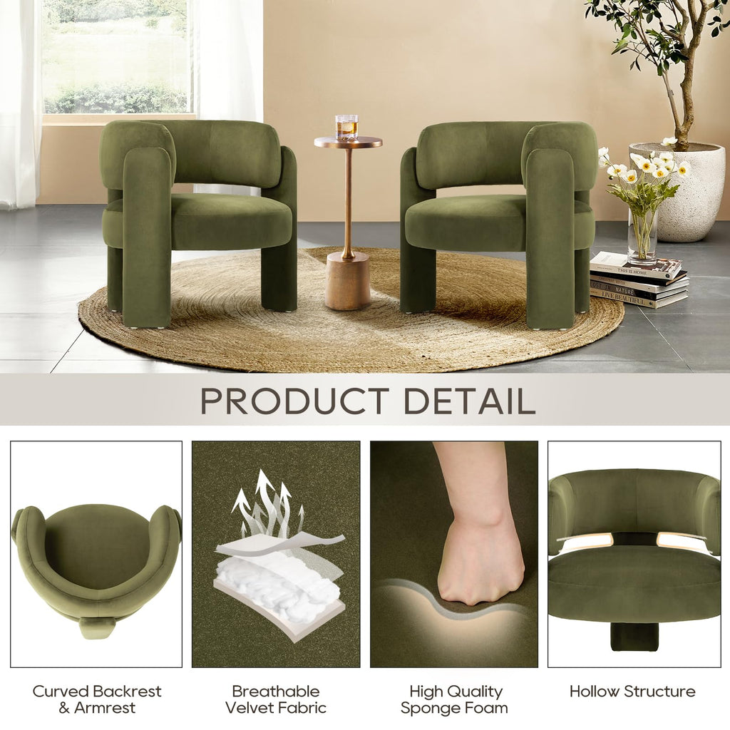 Velvet Accent Chair Set of 2 Green U557