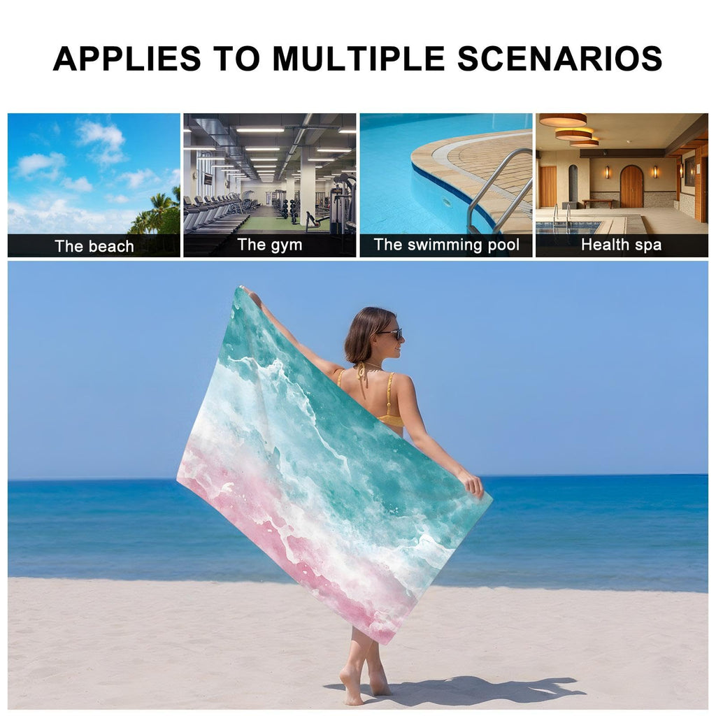 Teal Pink Gradient Cotton Towel Set 3 Pack N1507