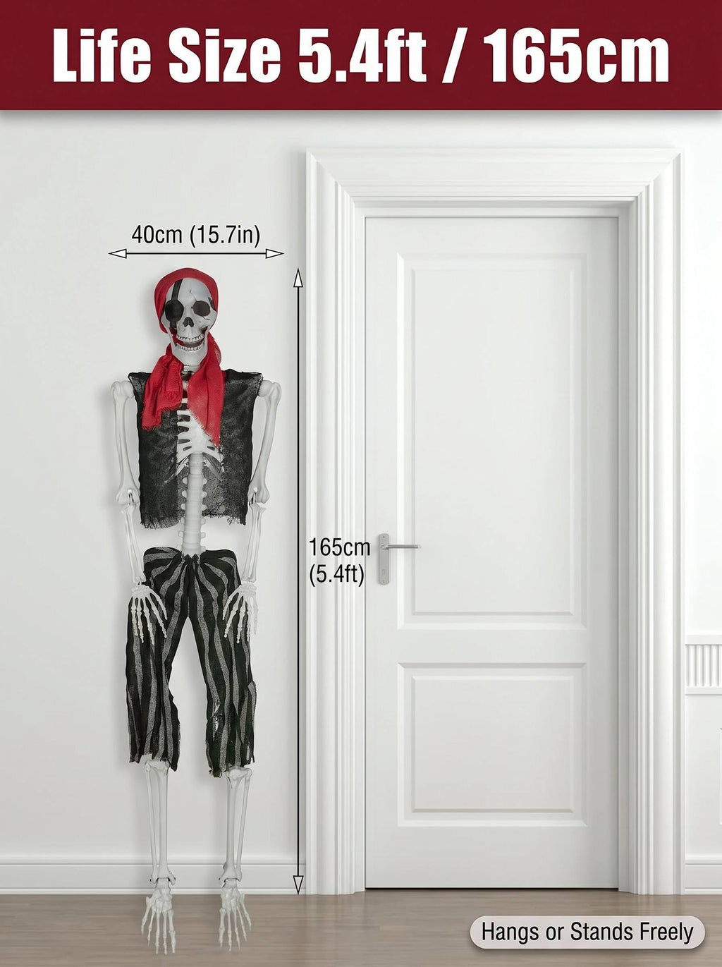 Life Size Pirate Skeleton Halloween Decoration T147810