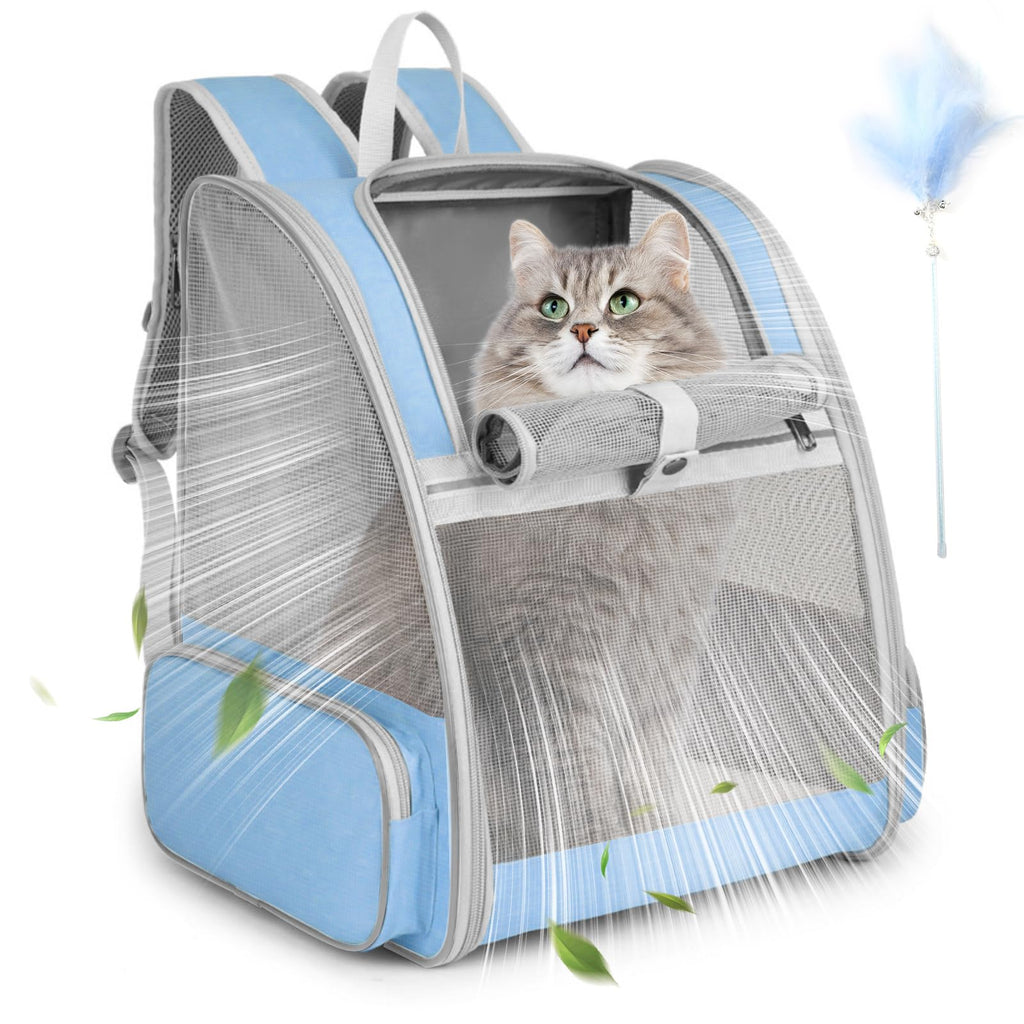 Blue Collapsible Cat Backpack Carrier with Mesh A801072