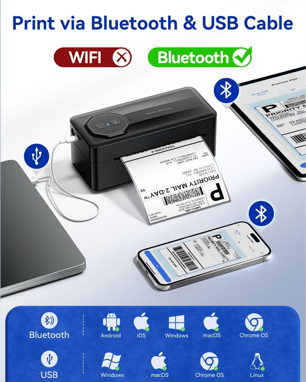 Bluetooth Thermal 4x6 Label Printer W281