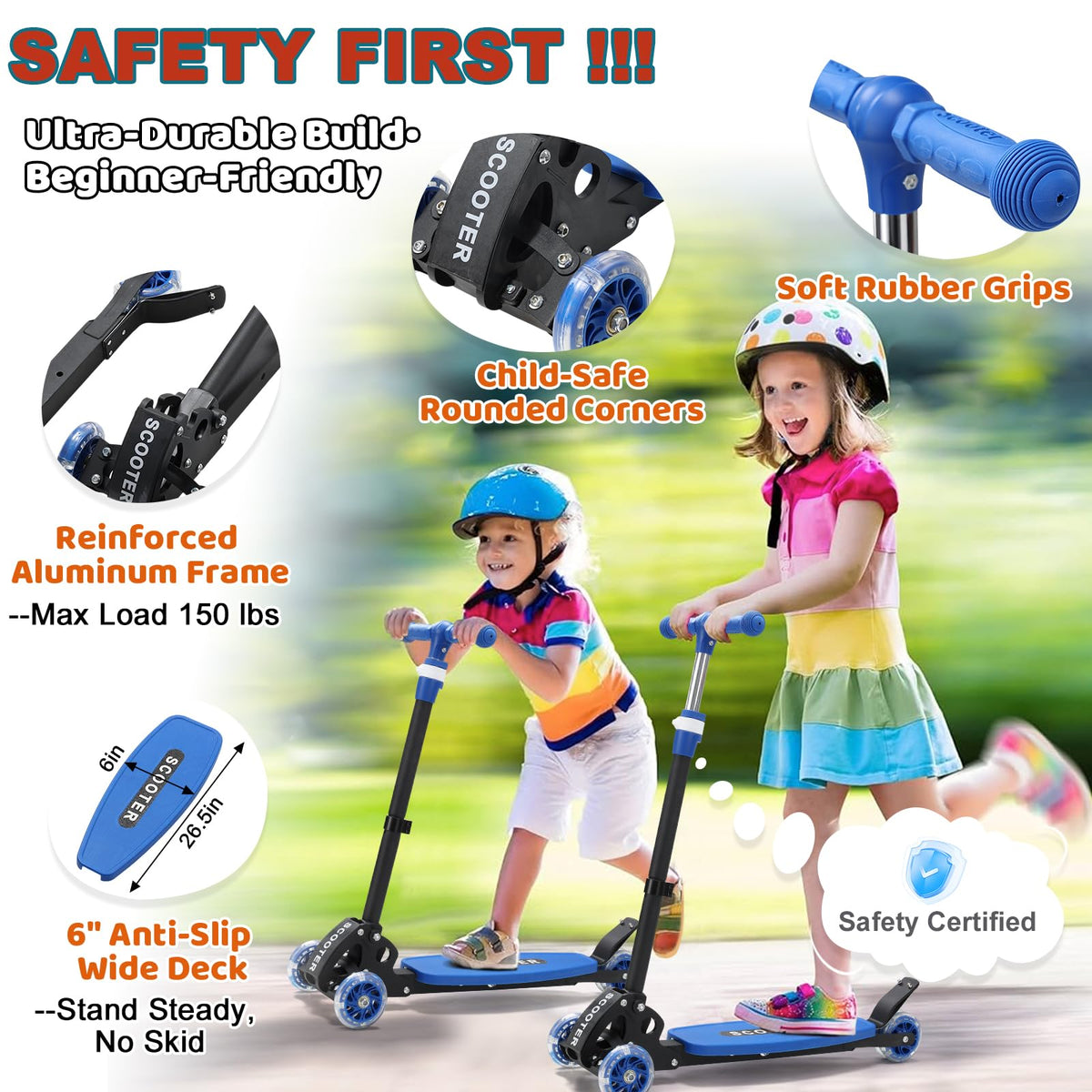 3 Wheel Kids Scooter with LED Light-Up Wheels V5186
