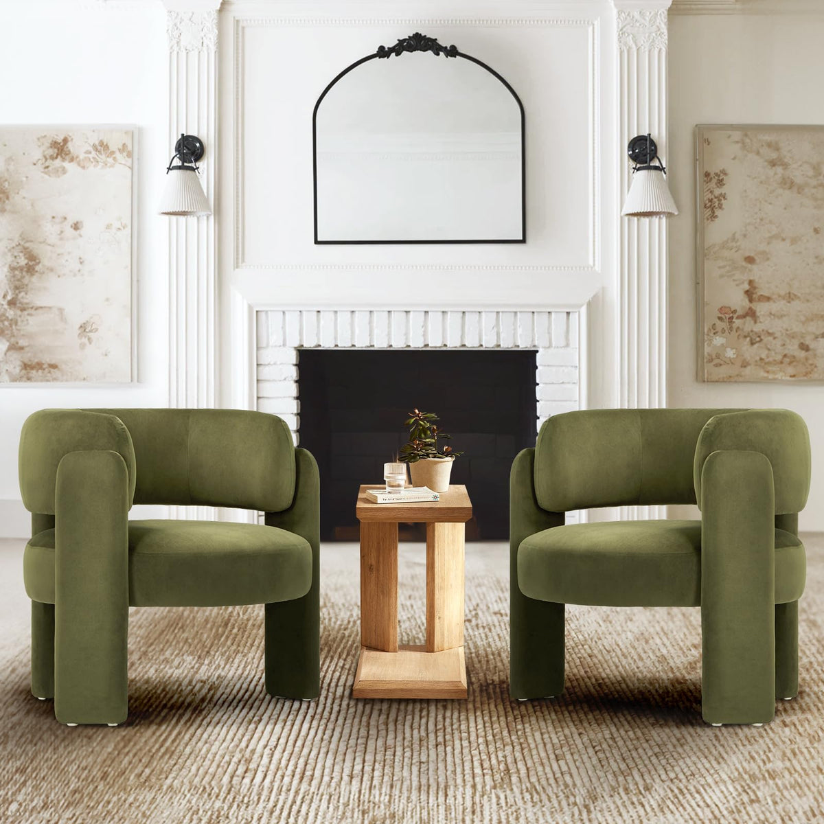 Velvet Accent Chair Set of 2 Green U557