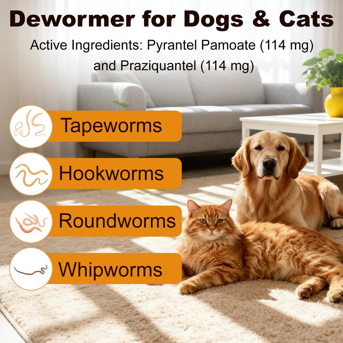 7 Way Dewormer Flavored Chewables for Dogs & Cats, 50 Count R153