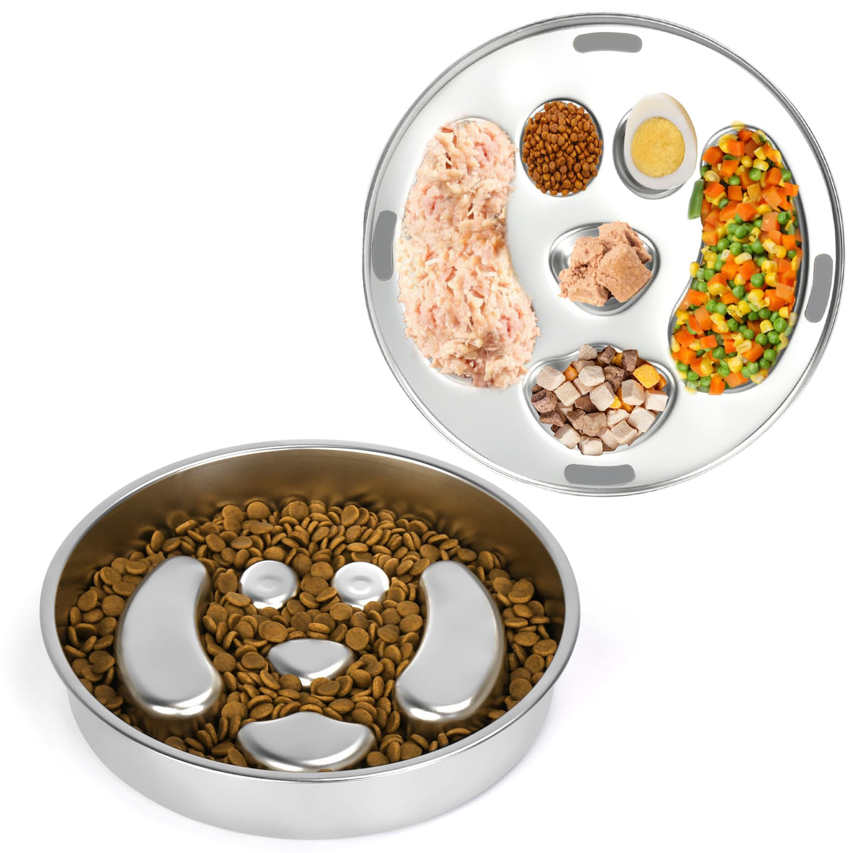 Stainless Steel 2 Pack Slow Feed Dog Bowl S65087