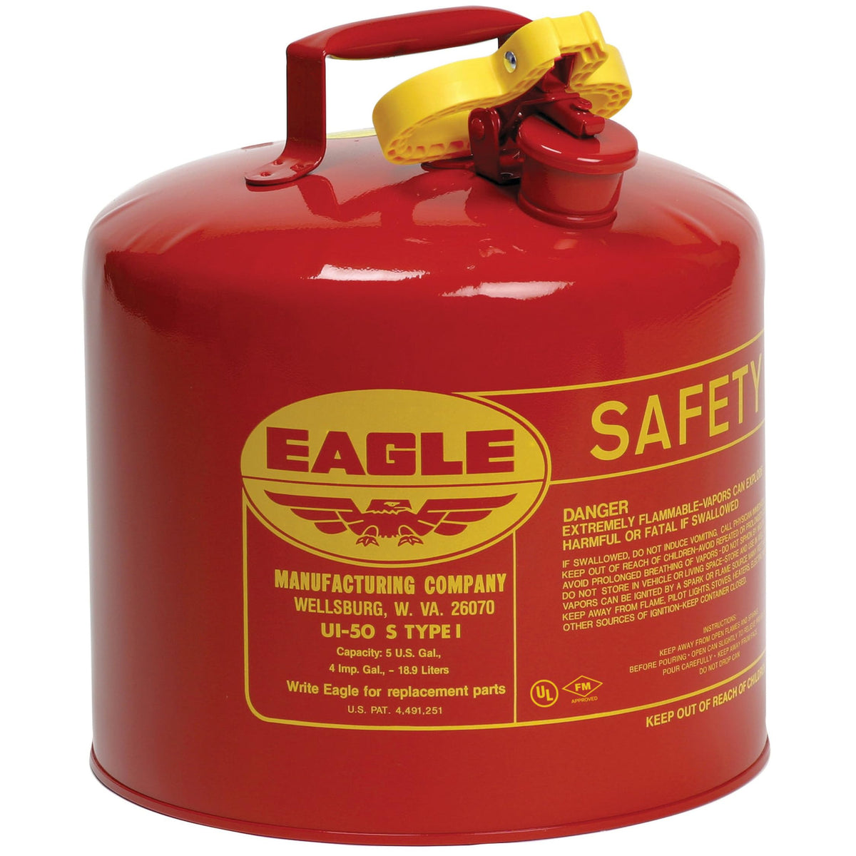 5 Gallon Type I Red Safety Gas Can A527