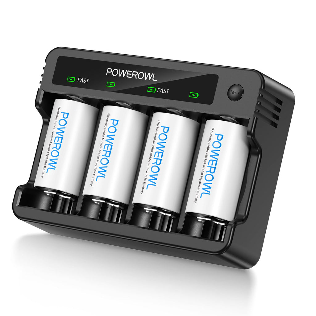 Rechargeable D Batteries with 4 Bay Battery Charger S770046
