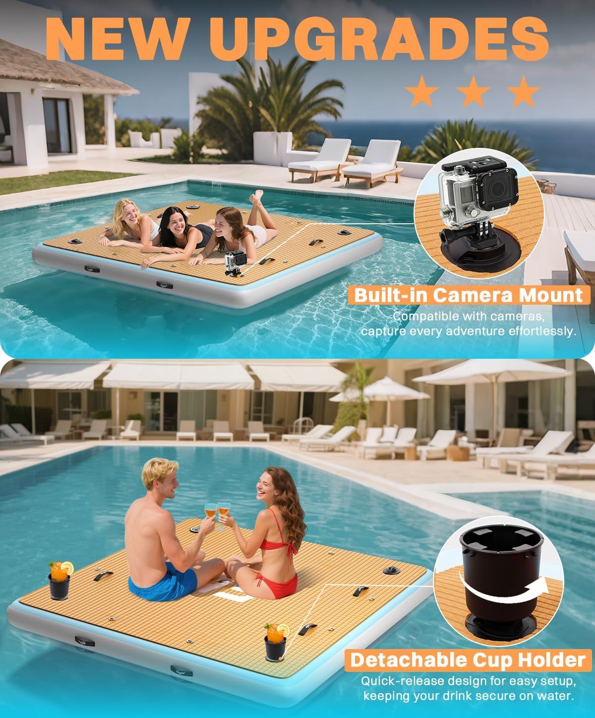 7×7' Inflatable Floating Dock with Ladder Z373