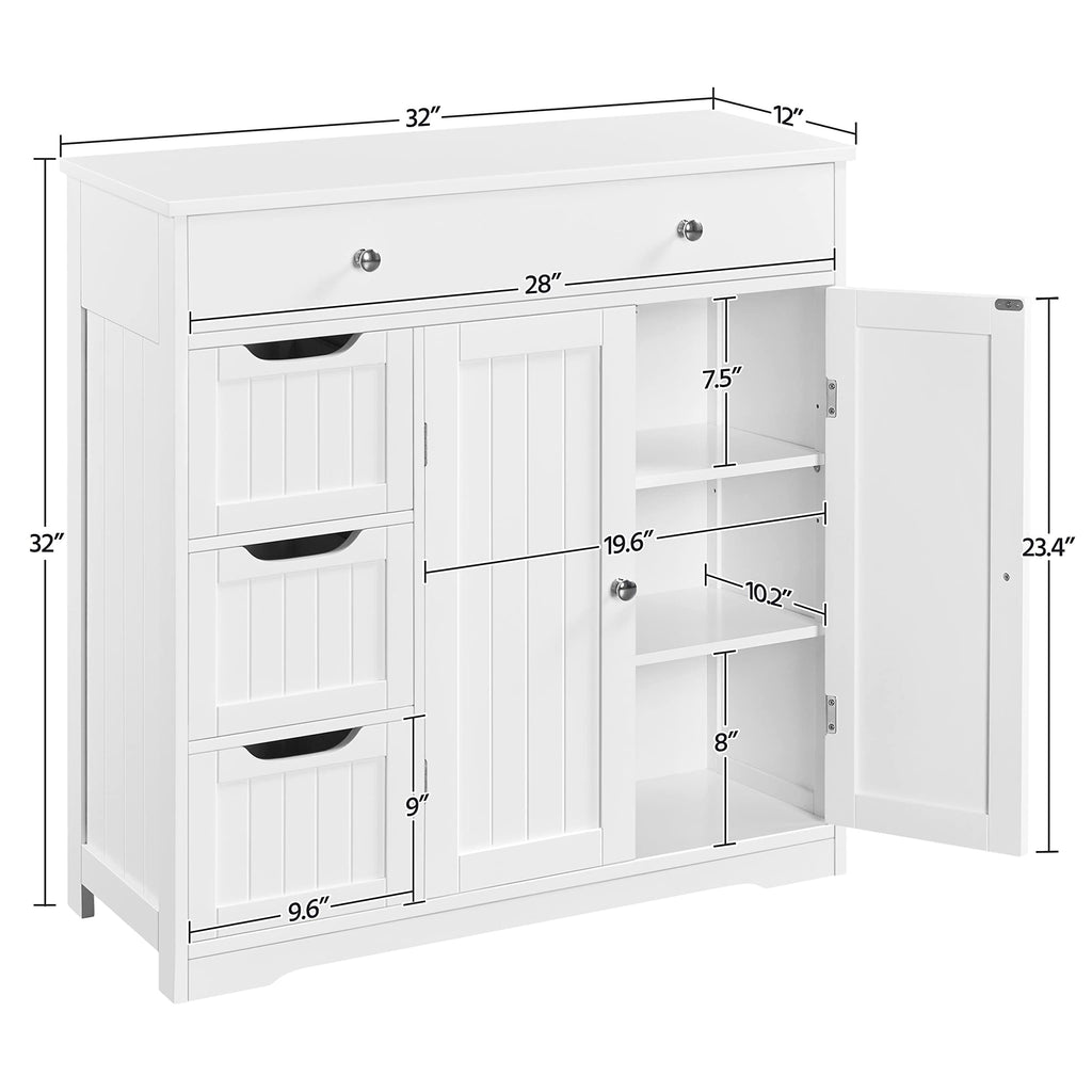 White 4 Drawer 2 Door Bathroom Storage Cabinet P449452