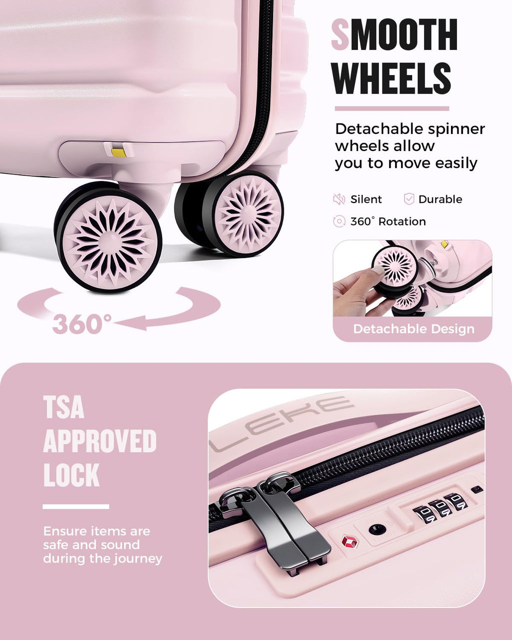 16 Inch Underseat Carry On Luggage Light Pink H39335