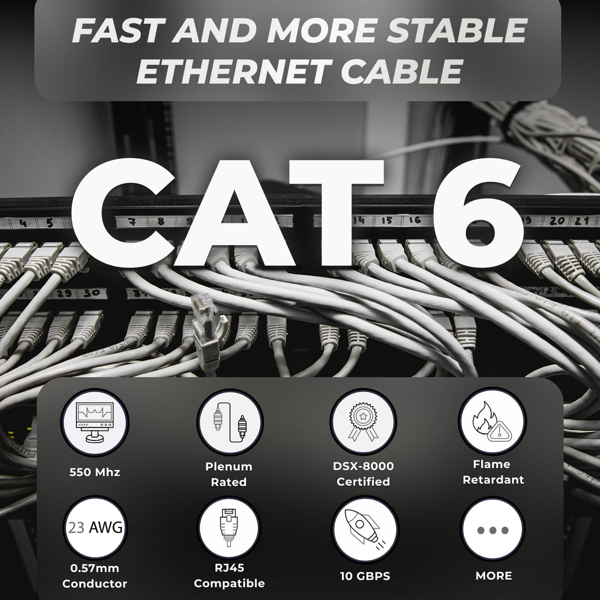 CAT6 Plenum Cable 1000FT 23AWG UTP 4Pair Solid 550MHz Ethernet Cable Blue D1618