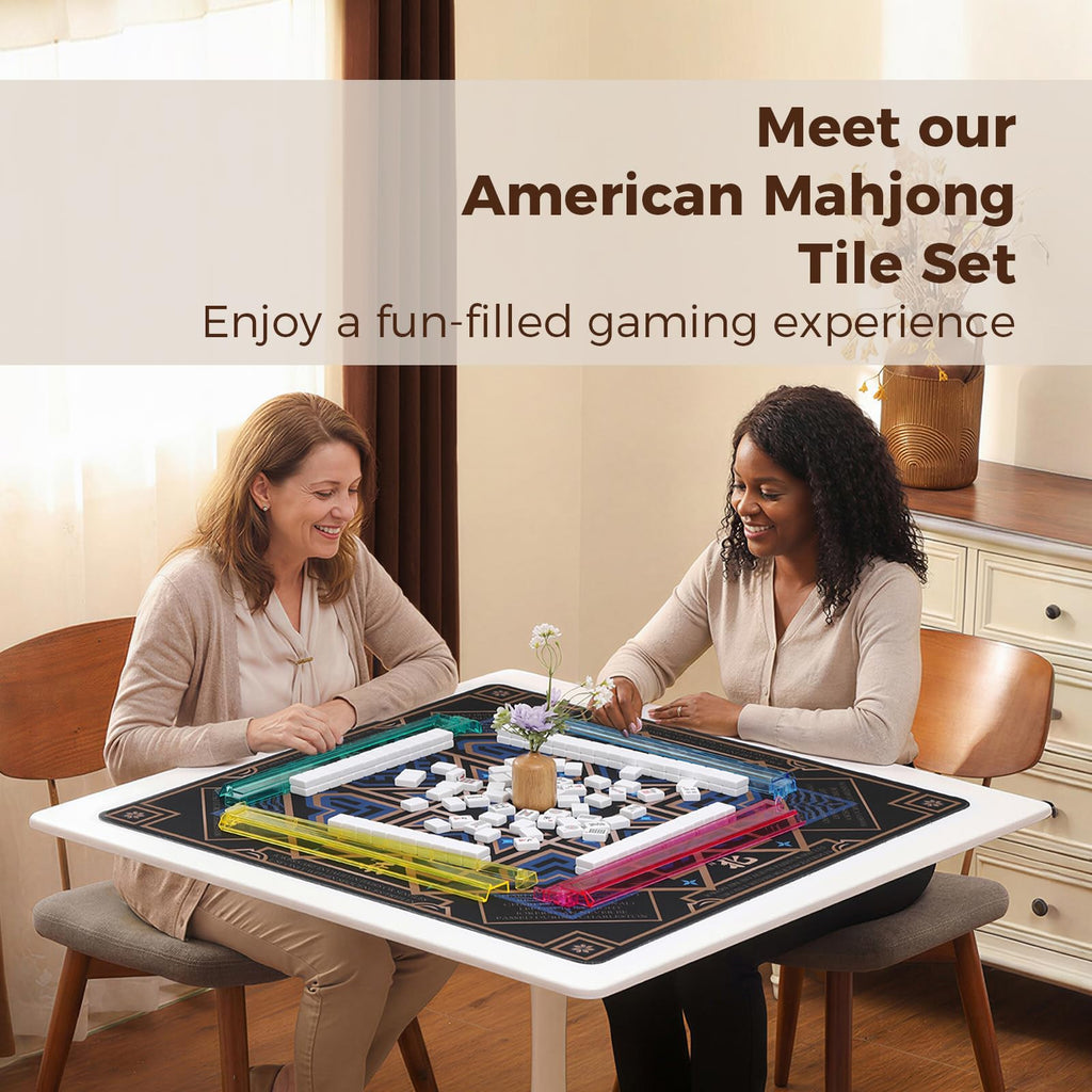 American Mahjong Set with 166 White Tiles and Racks Y275886