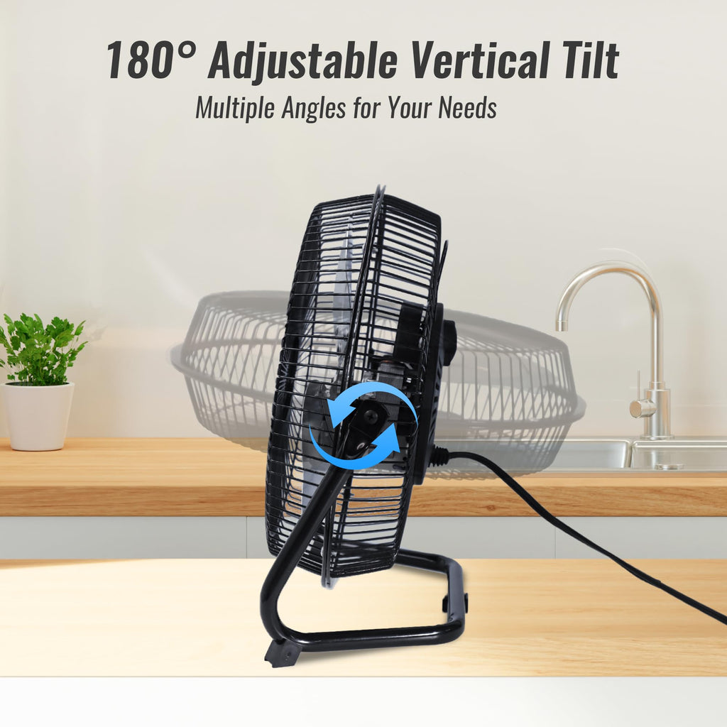 9 Inch Black Metal Floor Fan L9021