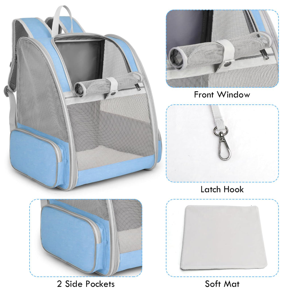 Blue Collapsible Cat Backpack Carrier with Mesh A801072
