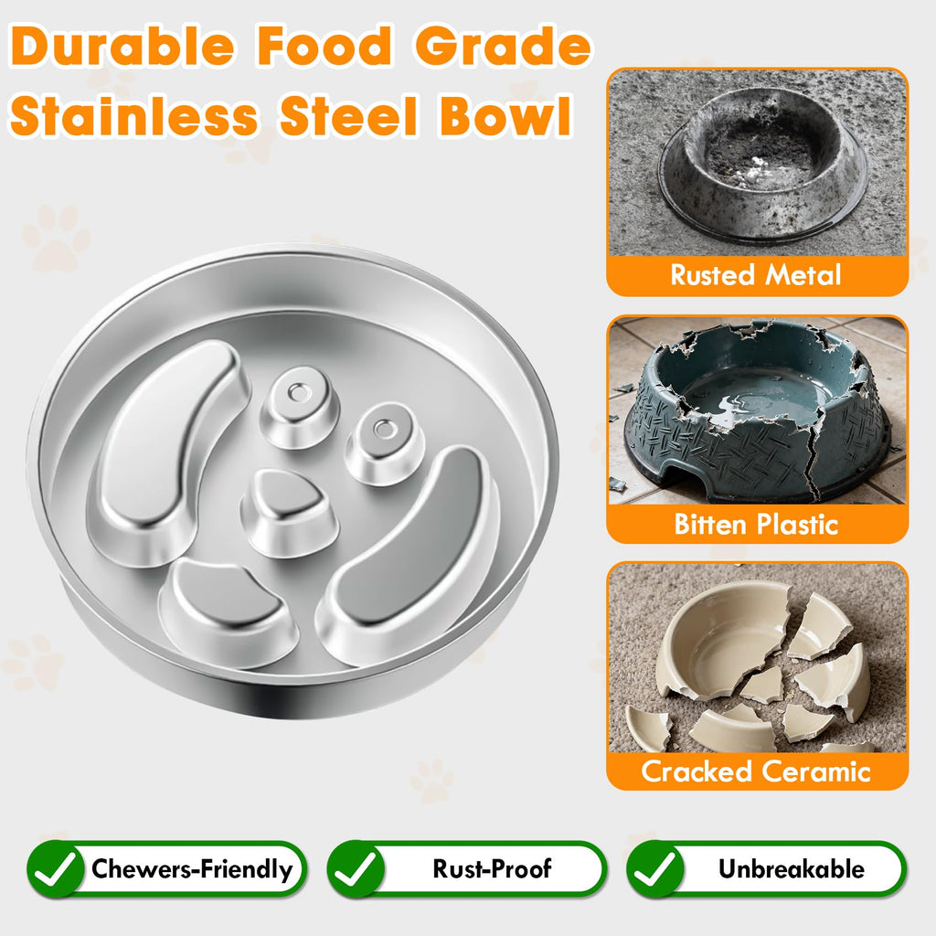 Stainless Steel 2 Pack Slow Feed Dog Bowl S65087