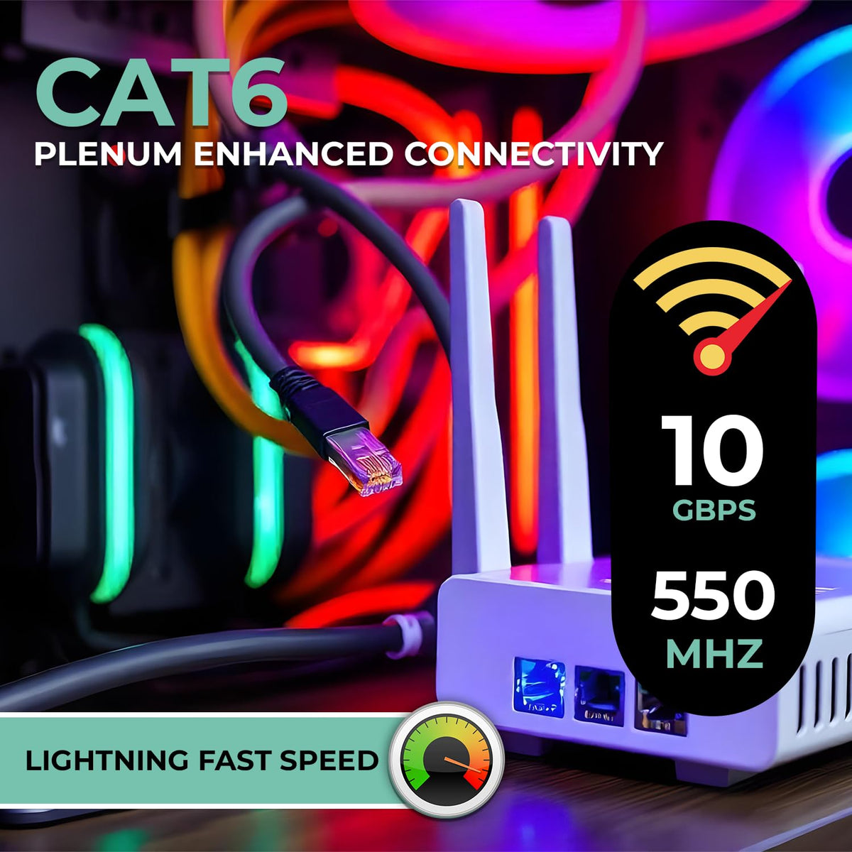 CAT6 Plenum Cable 1000FT 23AWG UTP 4Pair Solid 550MHz Ethernet Cable Blue D1618