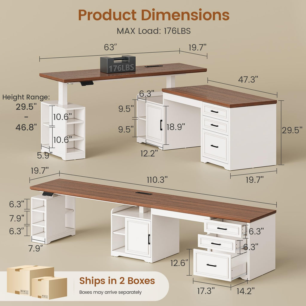 L Shaped Standing Desk with Storage I8895