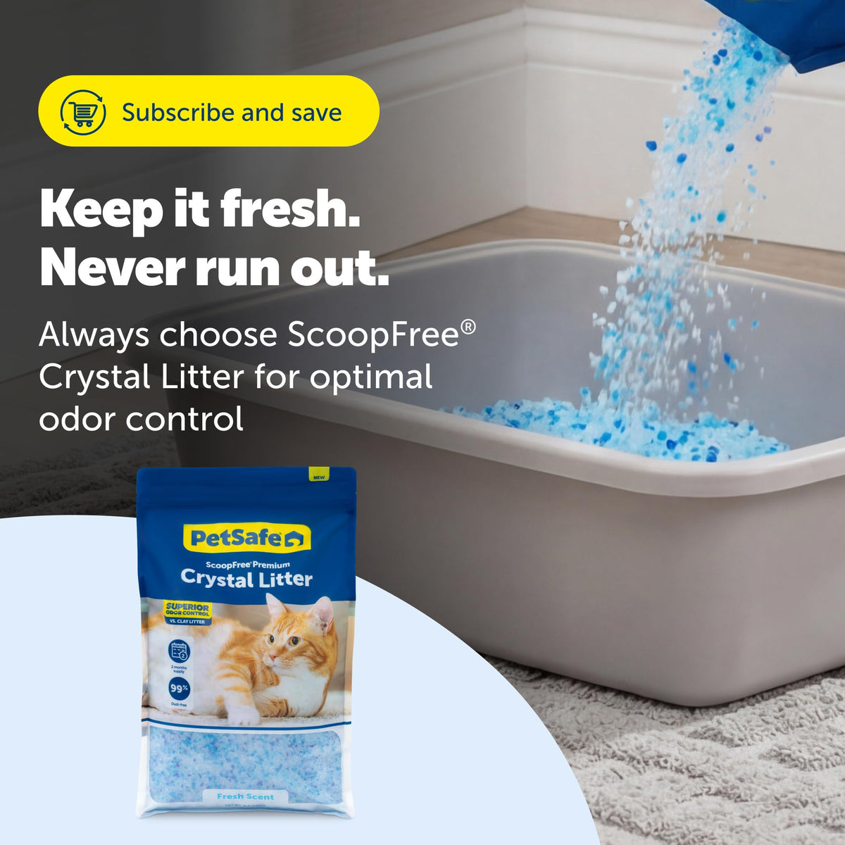 Odor Control Crystal Cat Litter, Fresh Scent, 8 Lb Bag A750