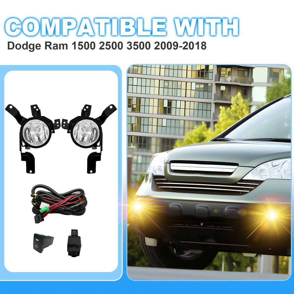 Driving Fog Lights with H11 12V 55W Halogen Bulbs & Switch and Wiring Kit J679866
