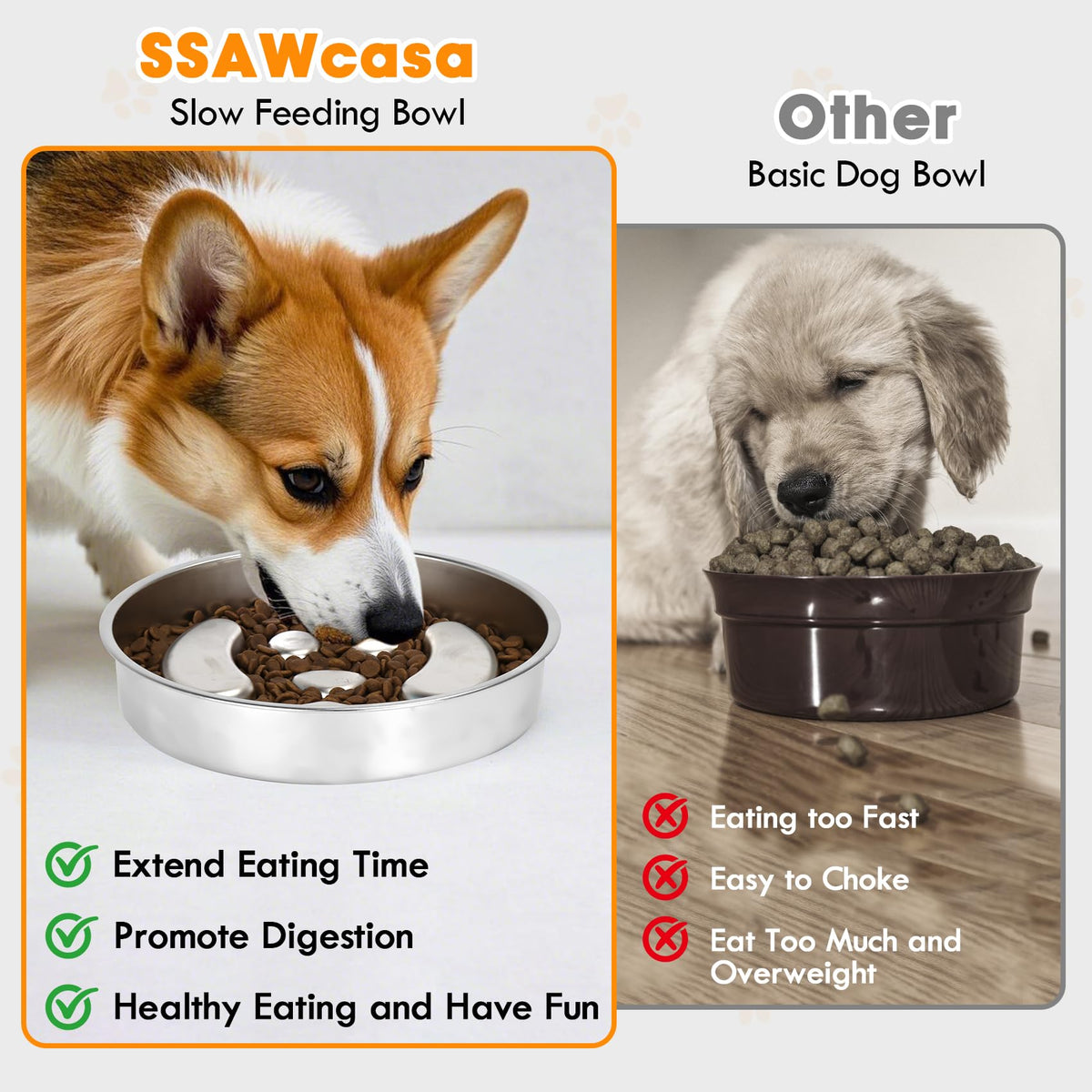 Stainless Steel 2 Pack Slow Feed Dog Bowl S65087