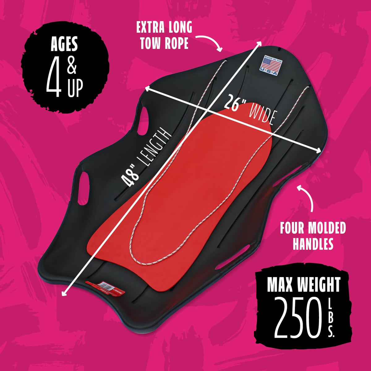 48" 2-Person Plastic Sled with Cushioned Pad T50384