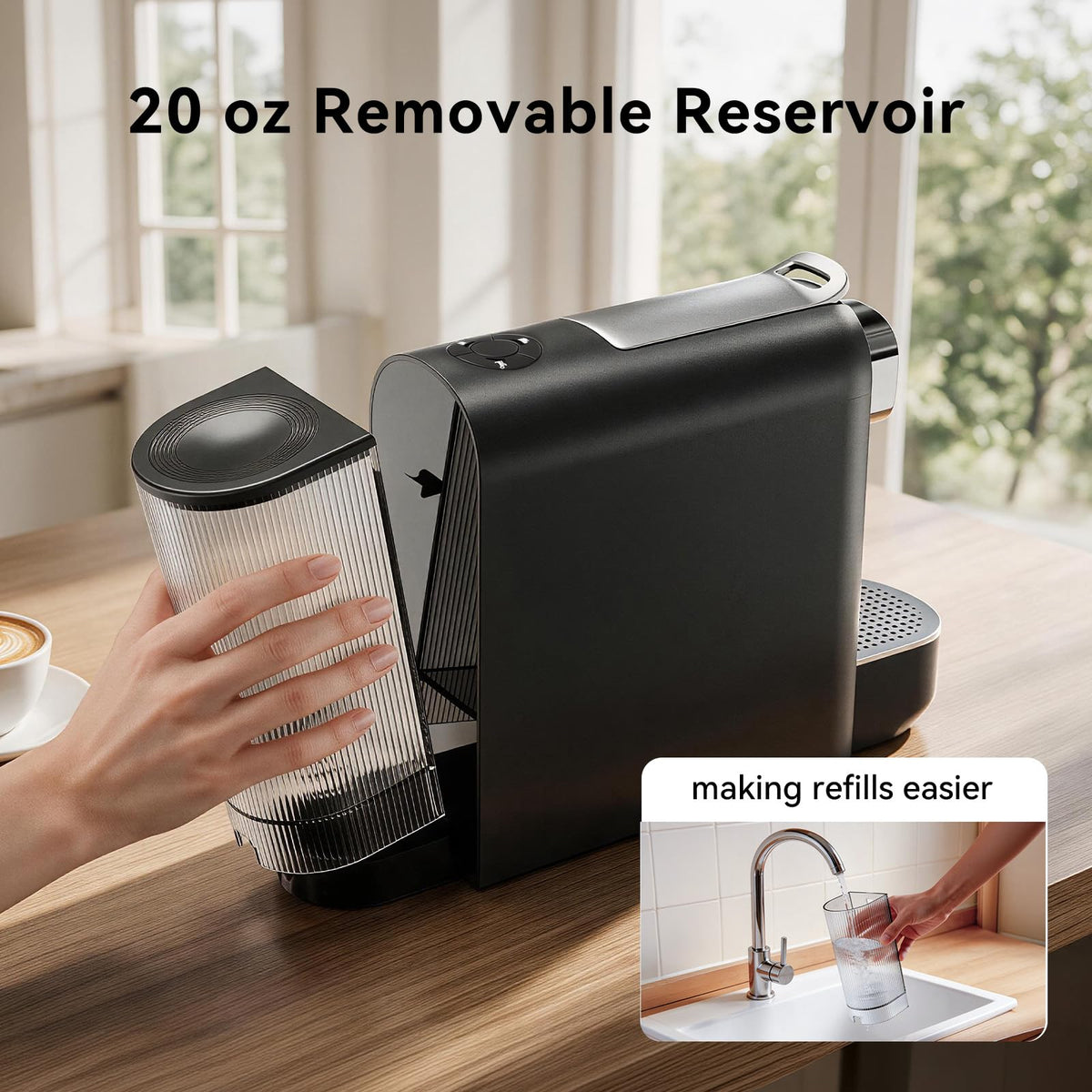Black Single Serve Espresso Coffee Machine with Removable Tank K2575