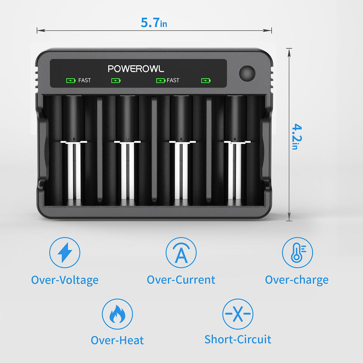 Rechargeable D Batteries with 4 Bay Battery Charger S770046