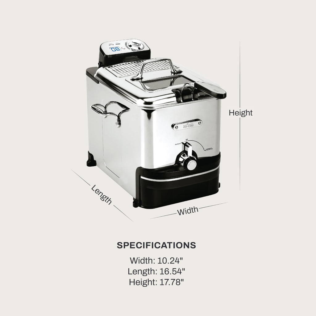 Electric Deep Fryer with Basket and Lid, Stainless Steel, 1700W W2759