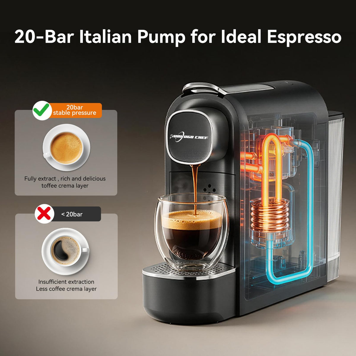 Black Single Serve Espresso Coffee Machine with Removable Tank K2575