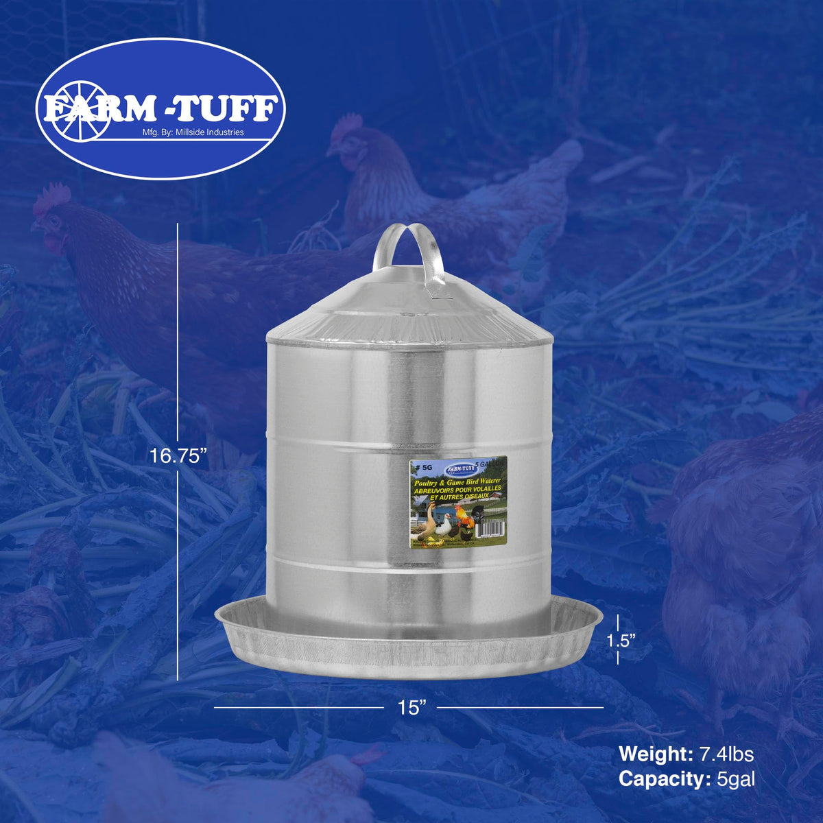 Galvanized 5 Gallon Poultry Waterer S504090