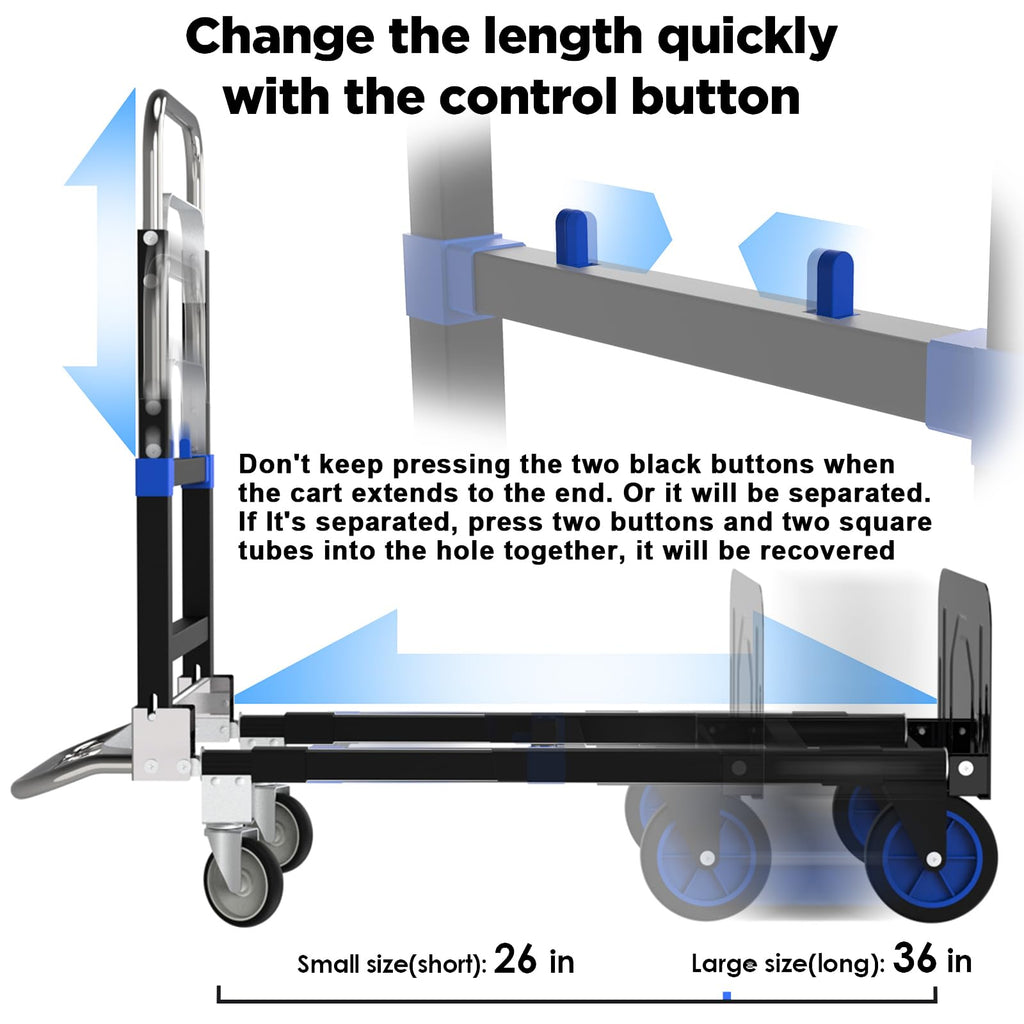 Heavy Duty 4 Wheels 500 Lbs Load Convertible Hand Truck Dolly Cart L518