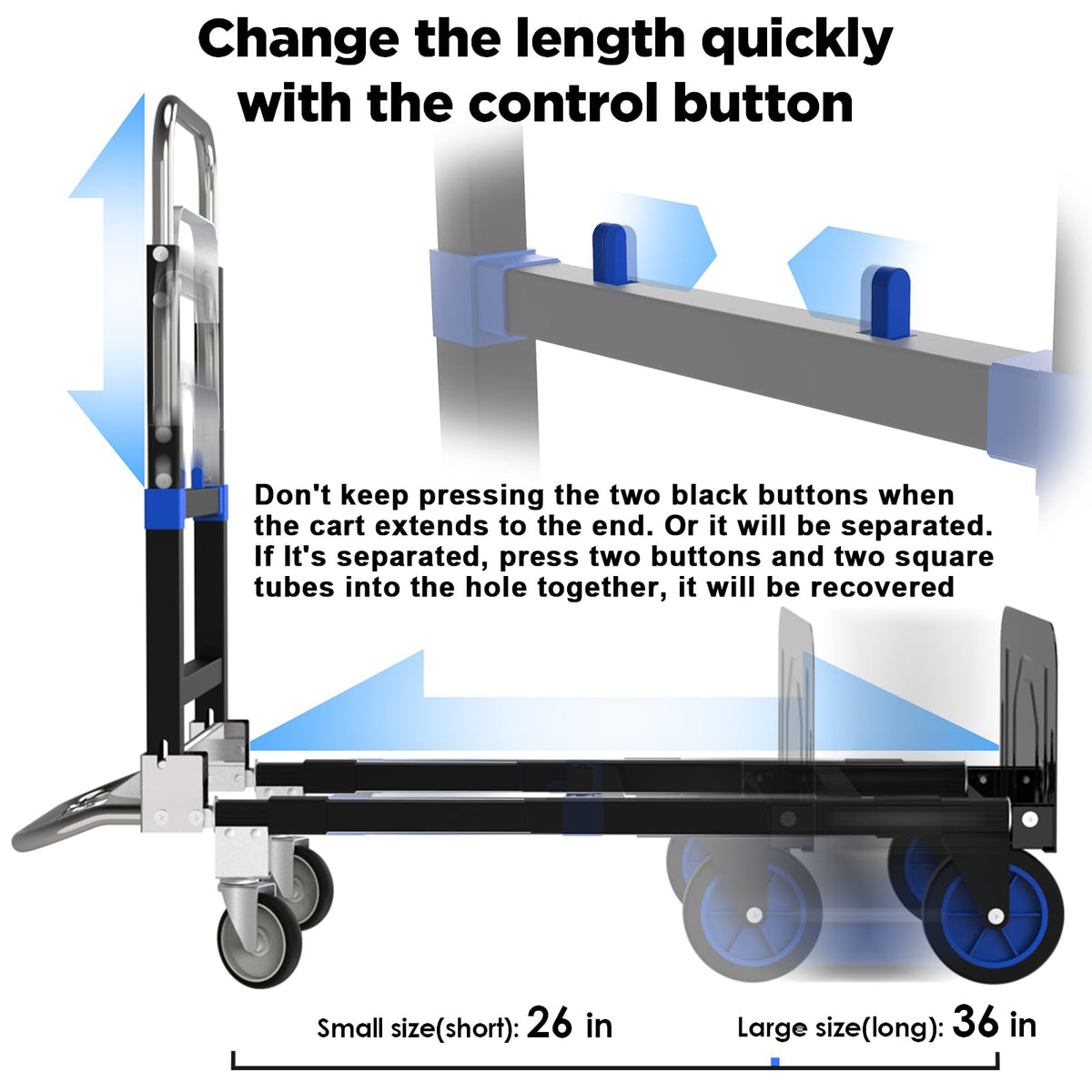 Heavy Duty 4 Wheels 500 Lbs Load Convertible Hand Truck Dolly Cart L518