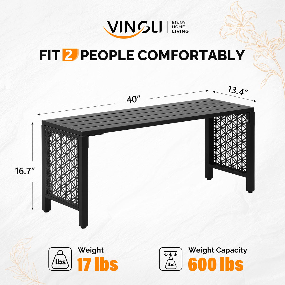 Black Metal Outdoor Bench X551