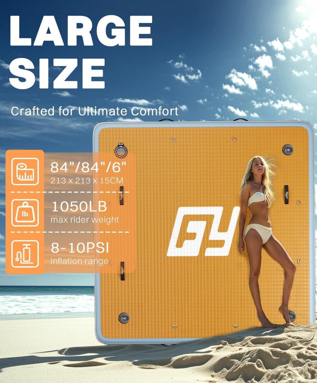 7×7' Inflatable Floating Dock with Ladder Z373