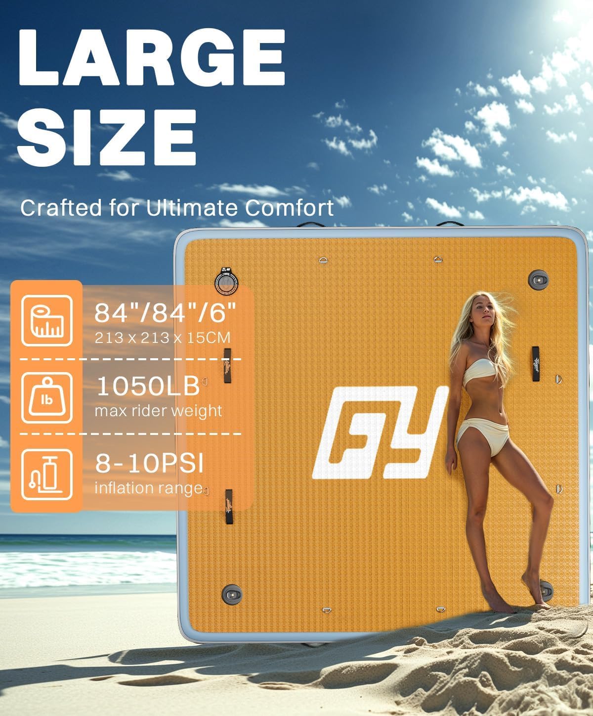 7×7' Inflatable Floating Dock with Ladder Z373