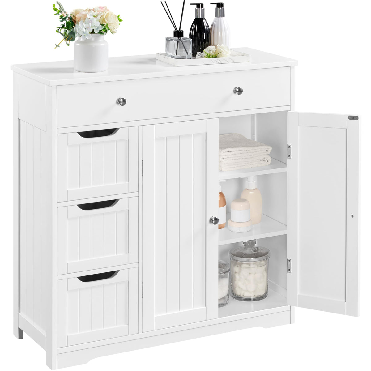 White 4 Drawer 2 Door Bathroom Storage Cabinet P449452
