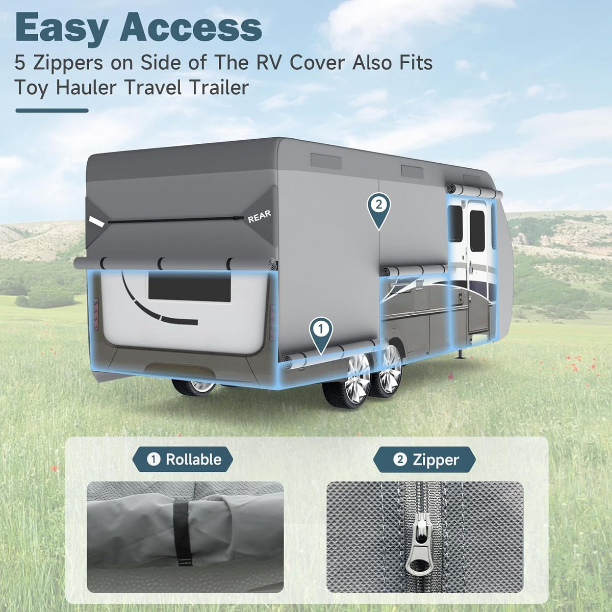 7 Layers Waterproof 14-16ft Travel Trailer RV Cover D3062