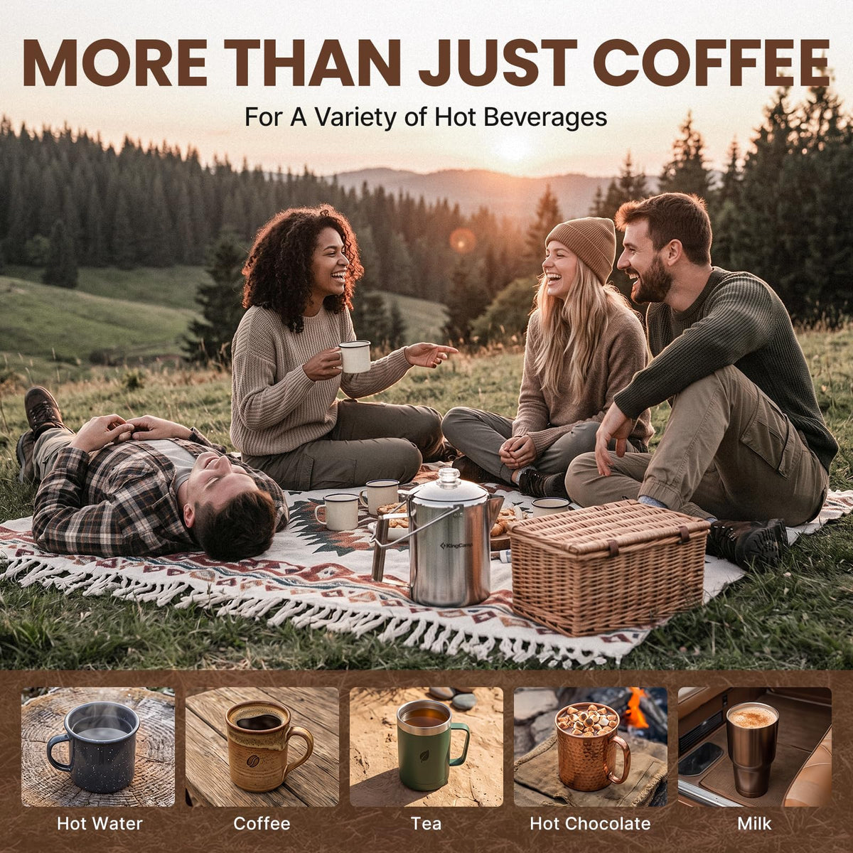 9 Cup Stainless Steel Coffee Pot with Wood Handle V226985