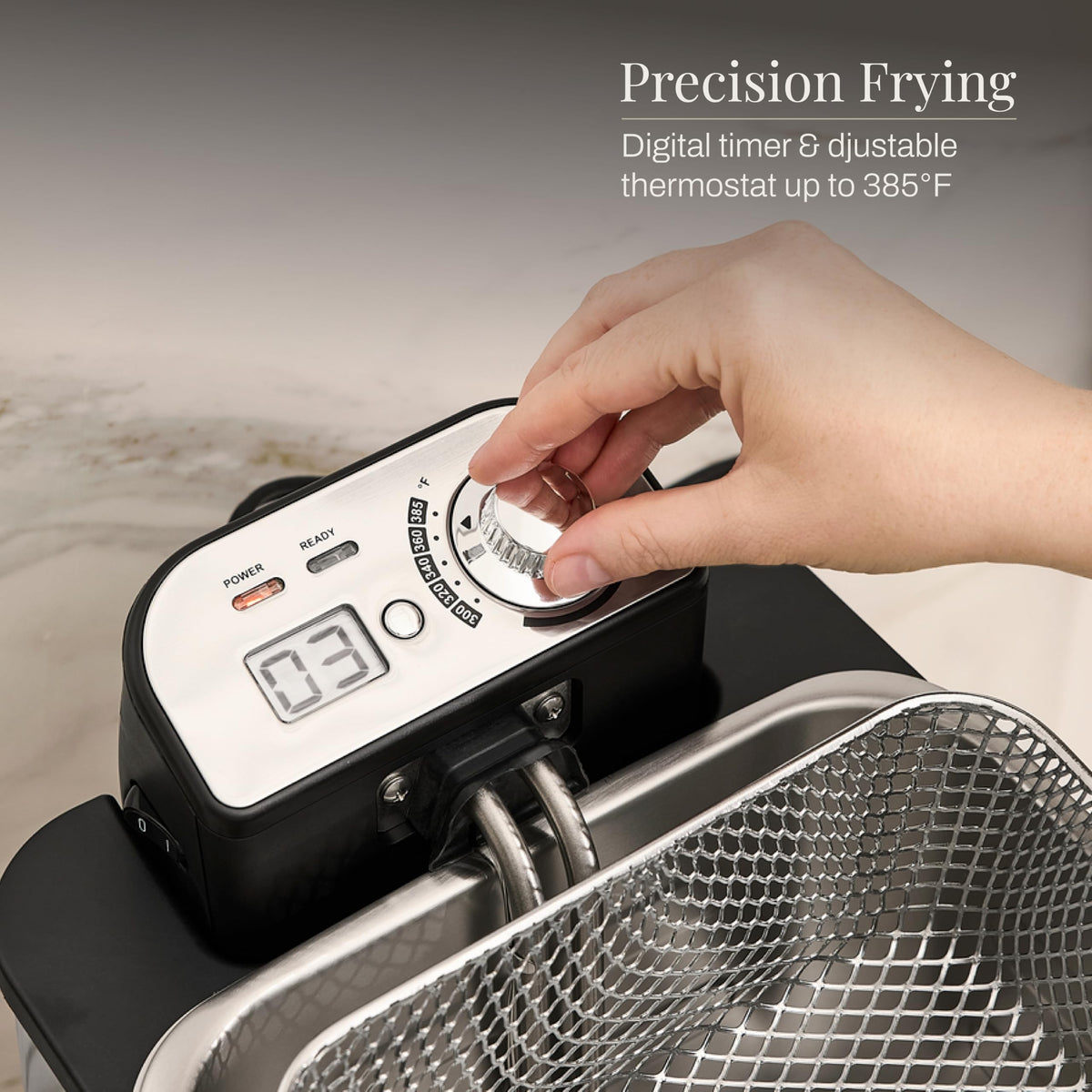 Electric Deep Fryer with Basket and Lid, Stainless Steel, 1700W W2759
