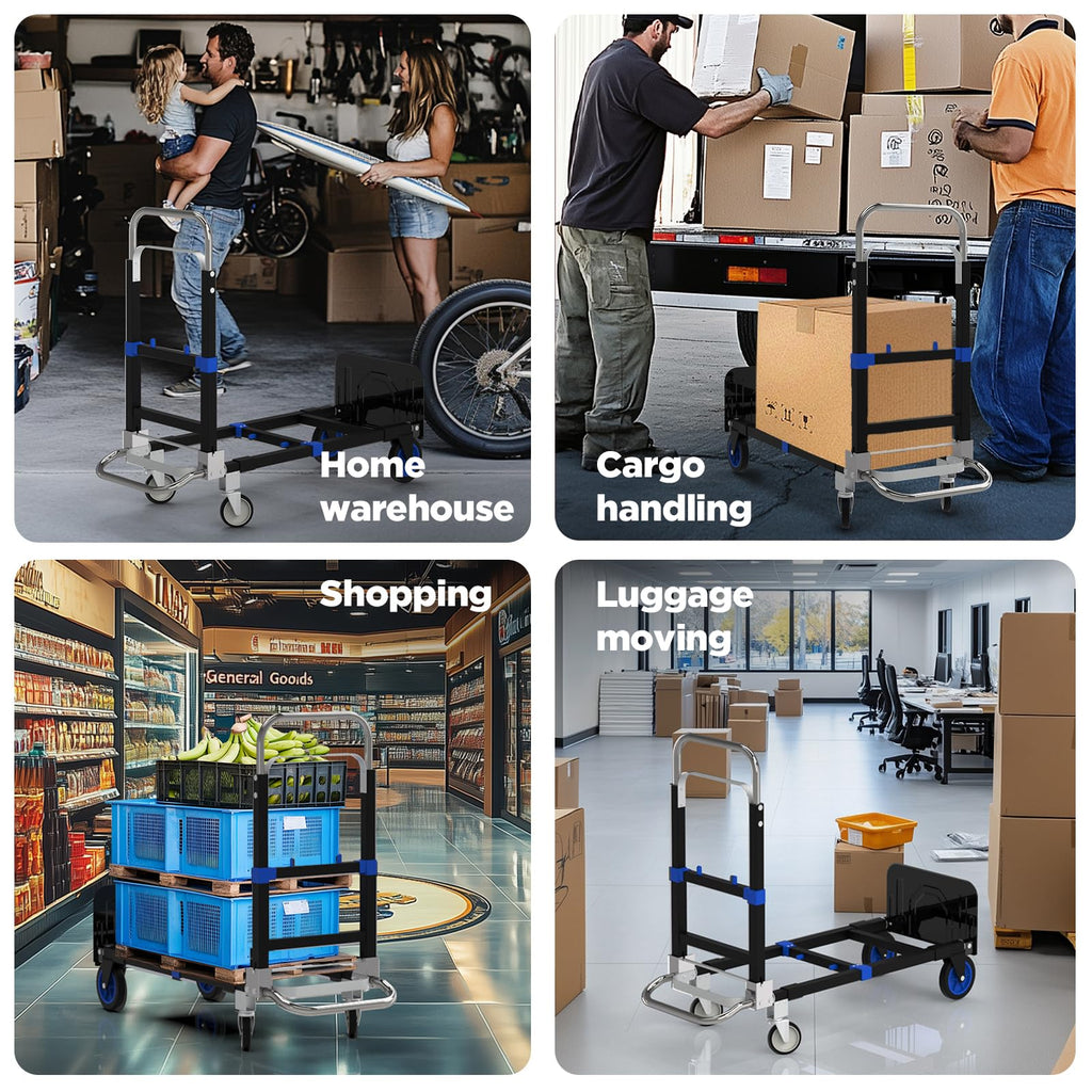 Heavy Duty 4 Wheels 500 Lbs Load Convertible Hand Truck Dolly Cart L518