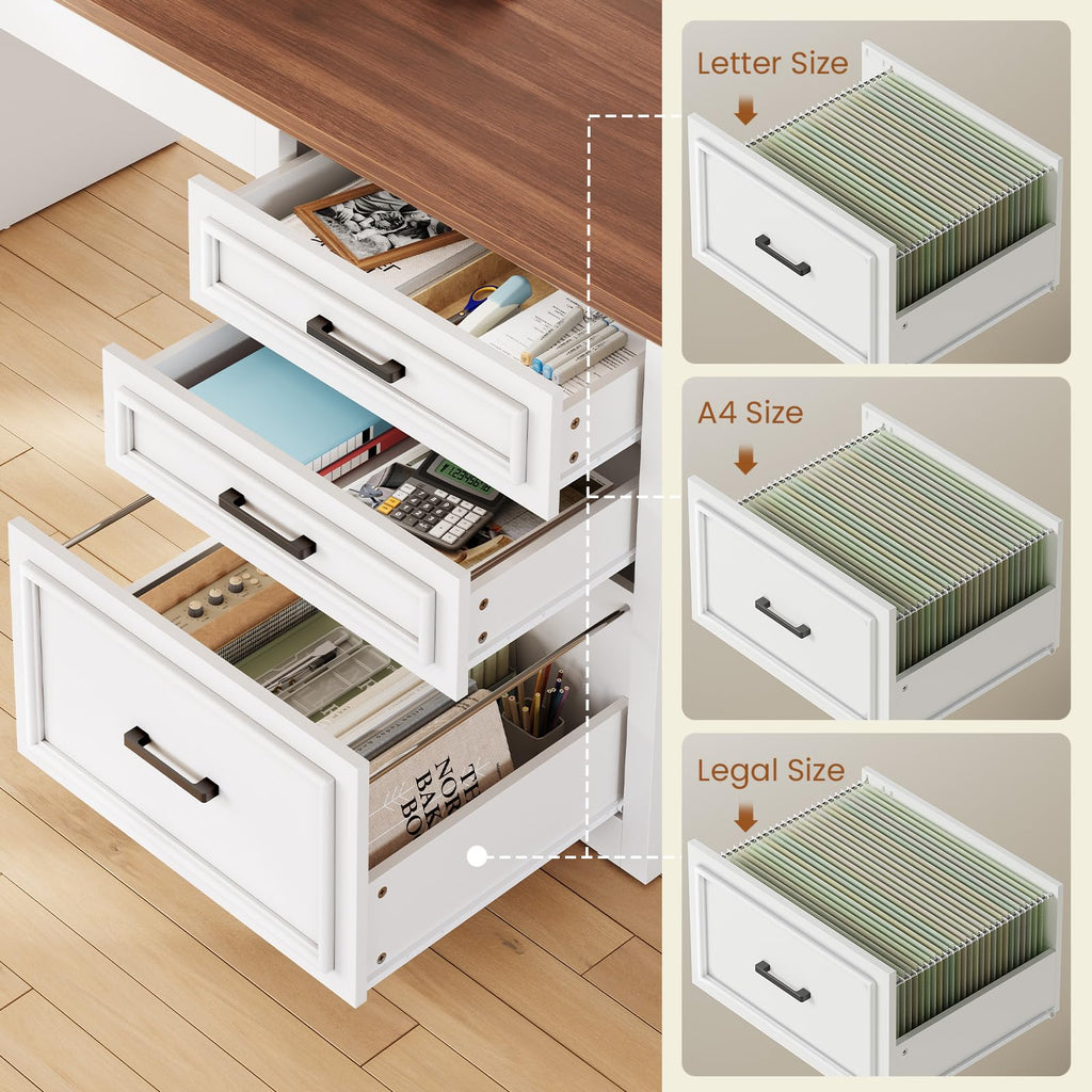 L Shaped Standing Desk with Storage I8895