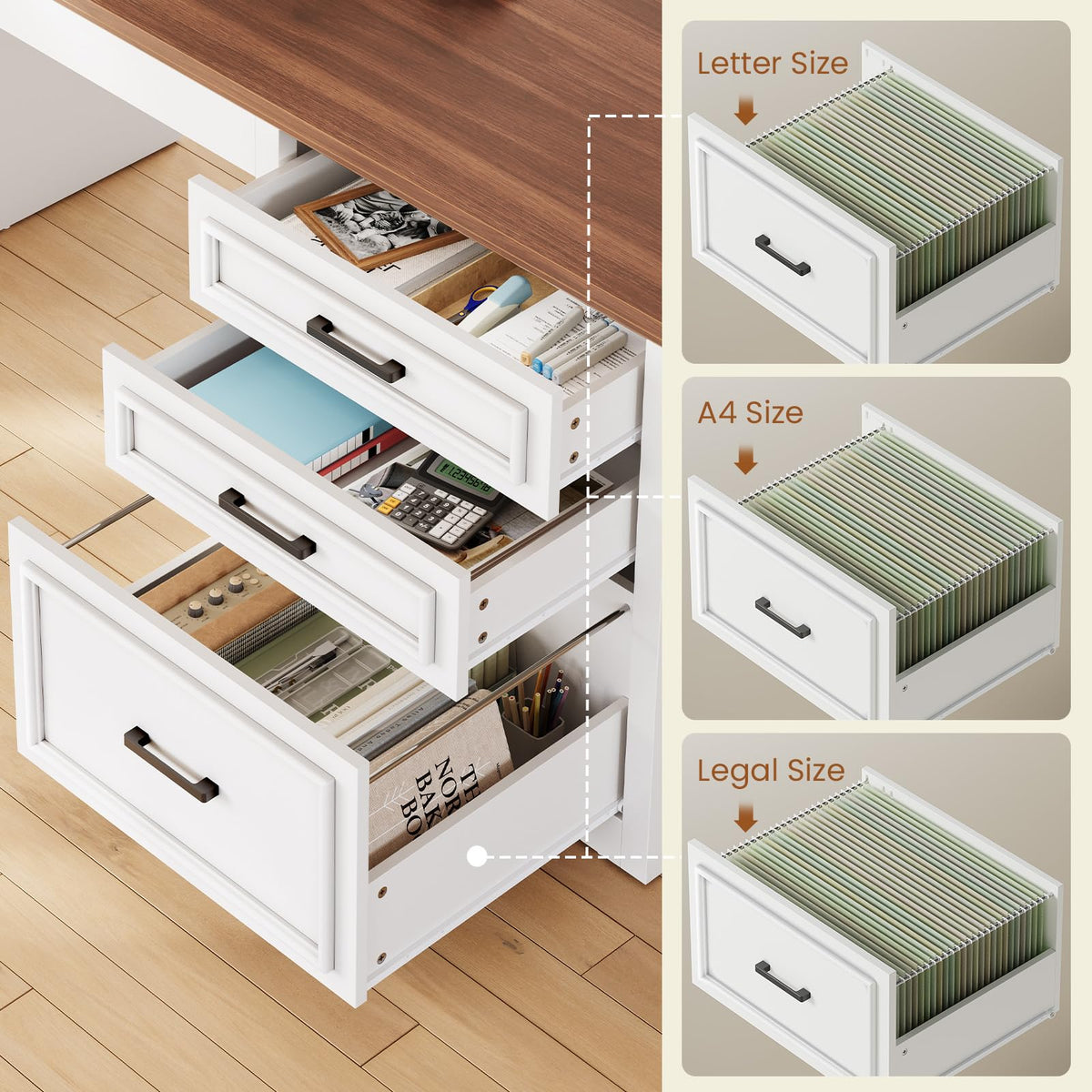 L Shaped Standing Desk with Storage I8895