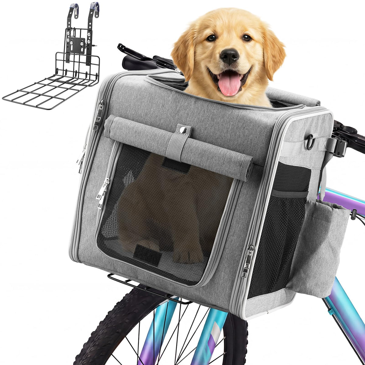 Expandable Dog Bike Basket with Mounting Bracket Q3107