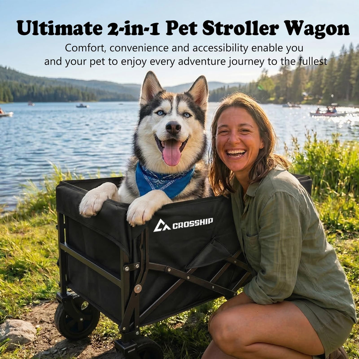 Folding Pet Wagon with Pet Pad E5686